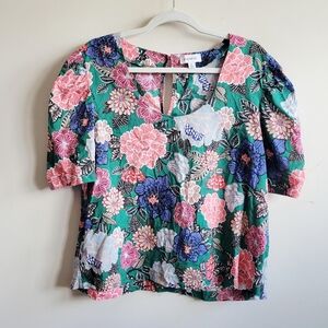Evereve Floral Puff Sleeve Blouse